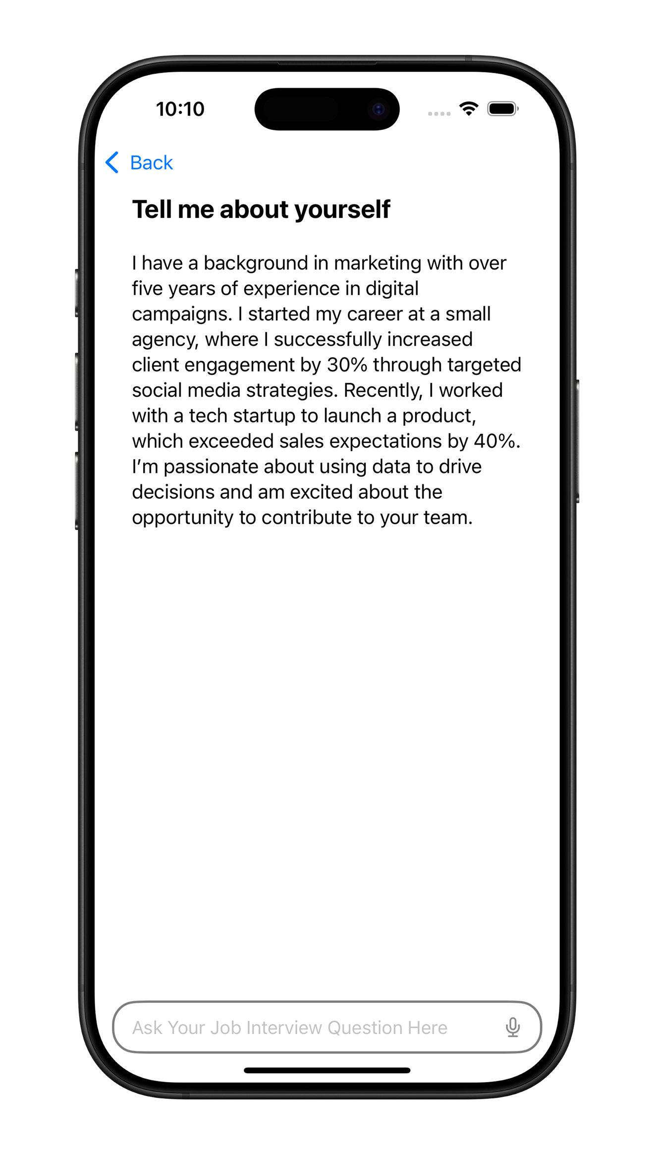 STAR Method Interview Answer Screenshot - Personalized interview responses